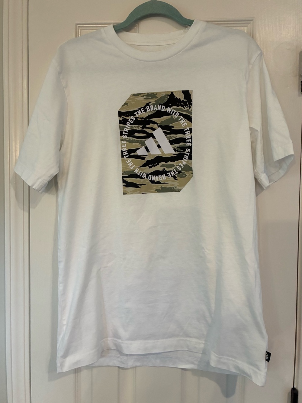 Adidas Men’s White Short Sleeve Tee with Camo Logo
